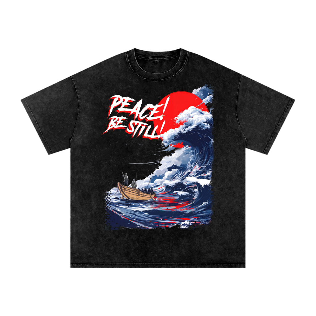 Jesus Calms The Storm Snow Washed Oversized Cotton T-Shirt