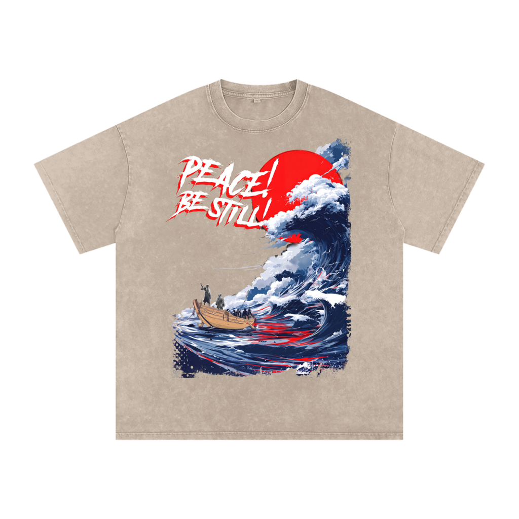 Jesus Calms The Storm Snow Washed Oversized Cotton T-Shirt
