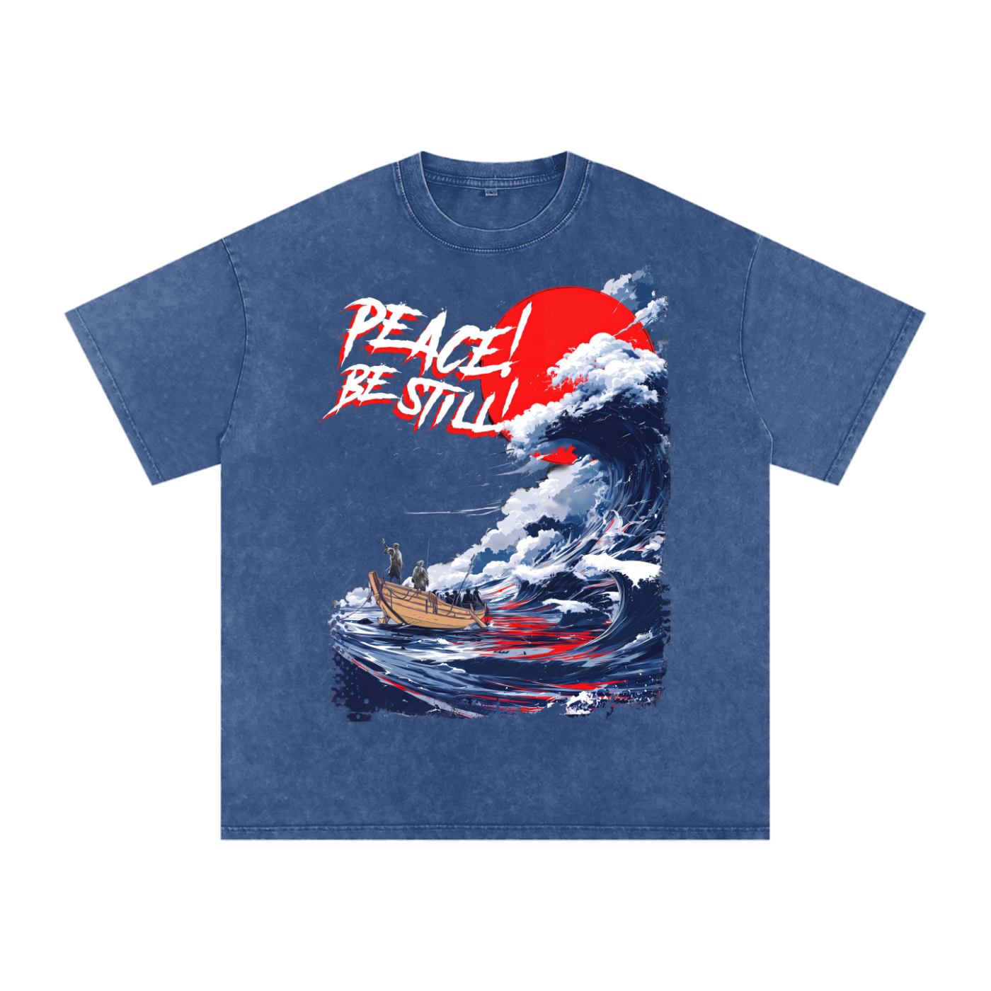 Jesus Calms The Storm Snow Washed Oversized Cotton T-Shirt