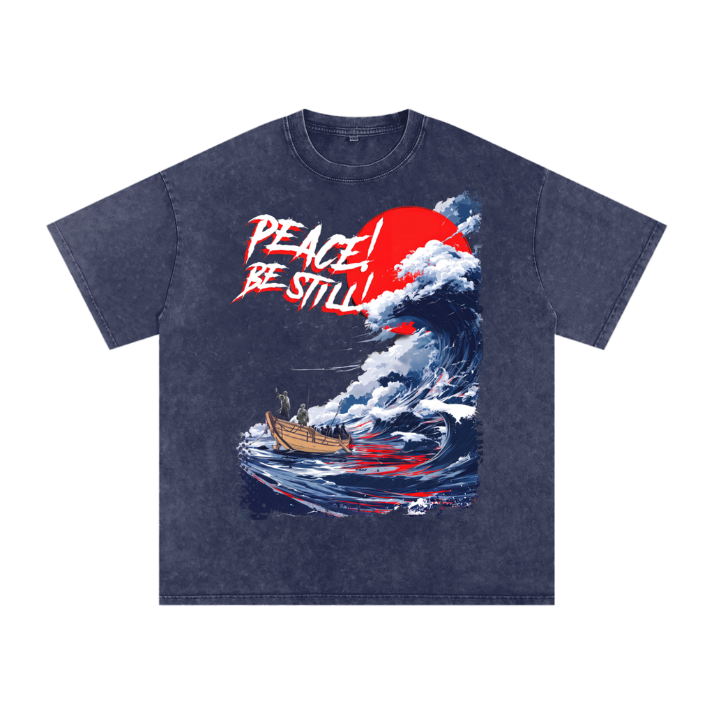 Jesus Calms The Storm Snow Washed Oversized Cotton T-Shirt